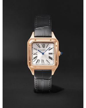 Cartier Santos-Dumont Large 43.5Mm 18-Karat Rose And Alligator Watch, Ref. No. Wgsa0116 - Black