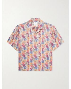 Visvim Crosby Camp-collar Silk And Cotton-blend Jacquard Shirt - Pink