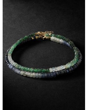 JIA JIA Arizona Ombre Set Of Two 14-Karat, Emerald And Sapphire Bracelets - Black