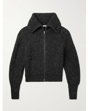 Lemaire Ribbed Alpaca And Yak-Blend Cardigan - Black
