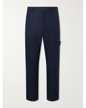 Stone Island Ghost Straight-Leg Cotton-Canvas Trousers - Blue
