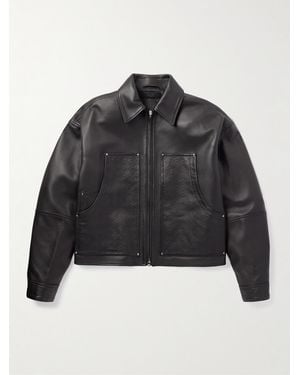 Amiri Logo-debossed Leather Jacket - Black