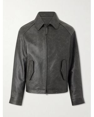Golden Bear The Dunbear Leather Bomber Jacket - Grey