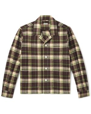 Bode Woodcrest Camp-Collar Checked Wool-Flannel Overshirt - Green
