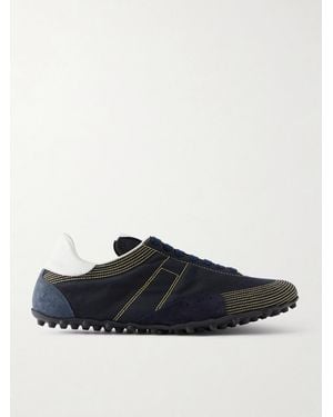 Maison Margiela Sprinters Leather And Suede-Trimmed Cotton-Twill Sneakers - Blue