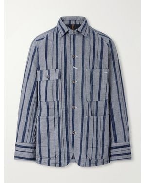 Kapital Cactus Striped Cotton-kasuri Jacket - Blue