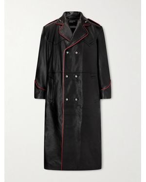 Enfants Riches Deprimes Double-breasted Embellished Leather Trench Coat - Black