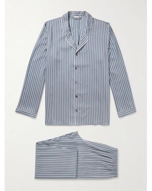 Zimmerli of Switzerland Pigiama A Righe Con Colletto Aperto - Blu