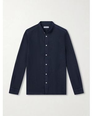 Boglioli Grandad-Collar Linen Shirt - Blue