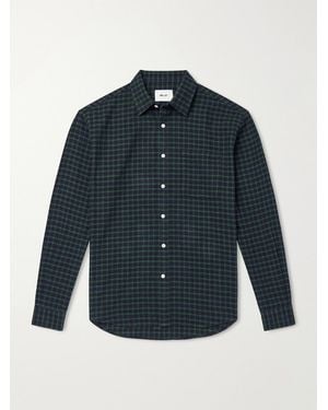 NN07 Deon 5465 Checked Organic Cotton-Flannel Shirt - Blue