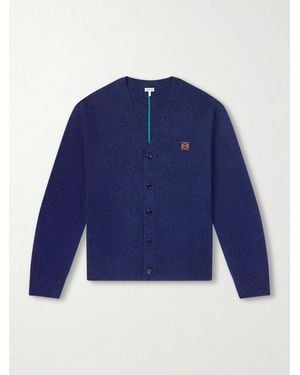 Loewe Logo-Embroidered Wool-Blend Cardigan - Blau