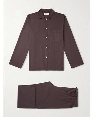 Tekla Organic Cotton-poplin Pyjamas - Purple