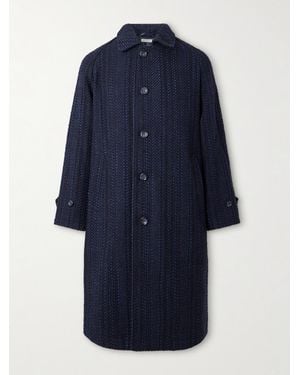 Blue Blue Japan Wool-blend Tweed Balmacaan Coat - Blue