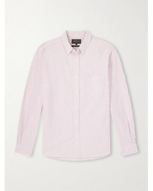 Beams Plus Button-Down Collar Striped Cotton Shirt - Pink
