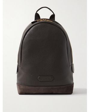 Tom Ford Suede-Trimmed Full-Grain Leather Backpack - Black