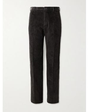 Incotex Straight-Leg Cotton-Blend Corduroy Trousers - Black