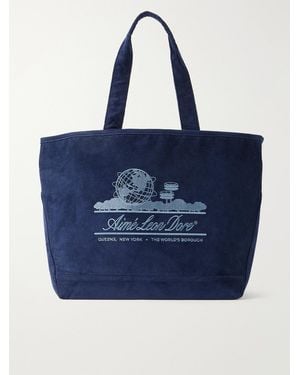 Aimé Leon Dore Logo-Embroidered Cotton-Corduroy Tote - Blue
