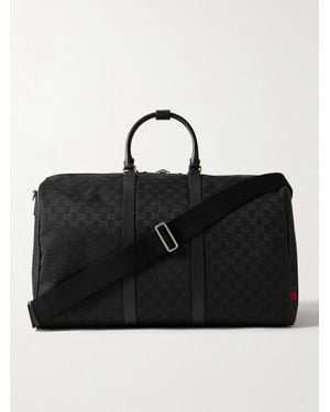 Gucci Neo Leather-Trimmed Monogrammed Canvas Duffle Bag - Black
