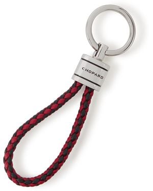 Chopard Braided Leather And-Tone Keyring - Red