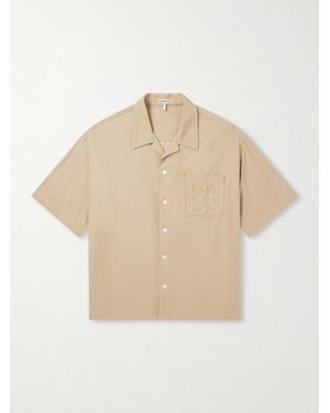 Loewe Camp-Collar Anagram-Detailed Cotton-Twill Shirt - Natural