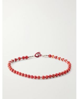 Mikia Circle4 Sterling And Coral Beaded Bracelet - Red