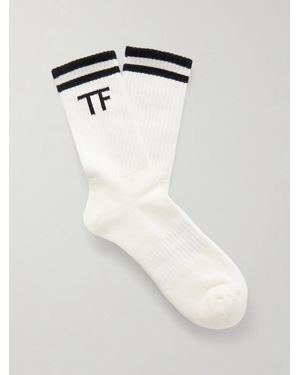 Tom Ford Ribbed Cotton-Blend Socks - White