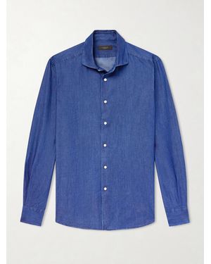 Slowear Slim-Fit Cotton-Chambray Shirt - Blue