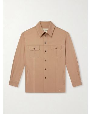 Valentino Garavani Logo-appliquéd Cotton-gabardine Overshirt - Natural
