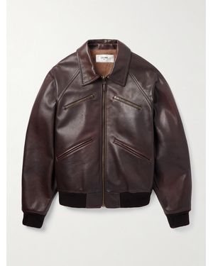 Celine Leather Bomber Jacket - Braun
