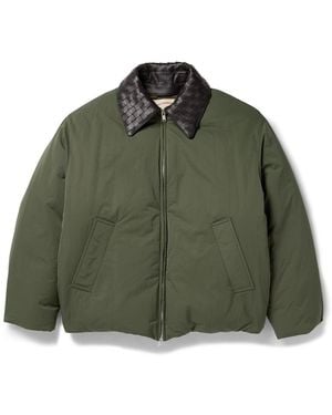 Bottega Veneta Intrecciato Leather-Trimmed Shell Down Jacket - Green