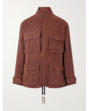 Kartik Research Ranthambore Embellished Linen Jacket - Brown