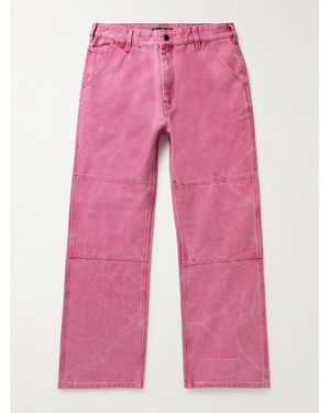 Acne Studios Palma Straight-leg Distressed Cotton-canvas Trousers - Pink