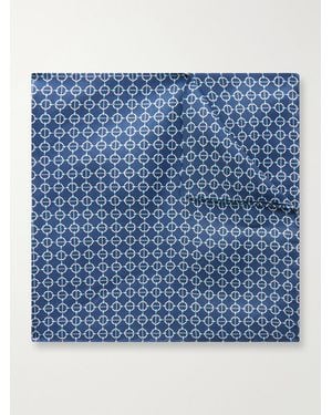 De Petrillo Printed Silk-Twill Pocket Square - Blue