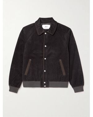MR P. Suede-trimmed Cotton-corduroy Varsity Jacket - Black