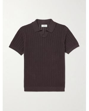 MR P. Open-Knit Organic Cotton Polo Shirt - Brown