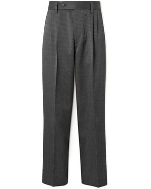 mfpen Straight-leg Pleated Striped Wool And Silk-blend Pants - Gray