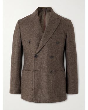 Rubinacci Double-Breasted Wool-Flannel Blazer - Brown