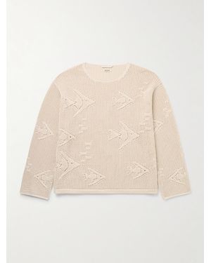 Bode Angel Fish Open-Knit Cotton Jumper - Natural