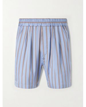 Tom Ford Straight-leg Striped Silk-twill Shorts - Blue