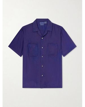 Blue Blue Japan Convertible-Collar-Dyed Silk-Habotai Shirt - Blue
