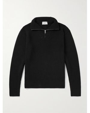 Officine Generale Tarek Ribbed Wool Half-Zip Jumper - Black