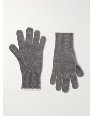 Brunello Cucinelli Ribbed Cashmere Gloves - Gray