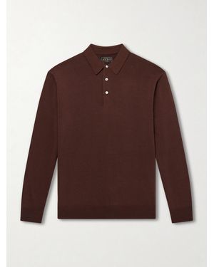 Beams Plus Knitted Polo Shirt - Brown