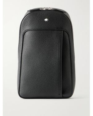 Montblanc Companion Logo-Appliquéd Full-Grain Leather Messenger Bag - Black
