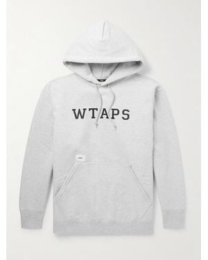 WTAPS Academy Logo-Print Appliquéd Cotton-Jersey Hoodie - Grey