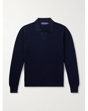 Ralph Lauren Johnny Silk And Cotton-Blend Polo Shirt - Blue