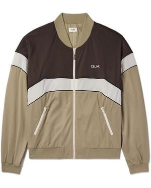 Celine Logo-Print Colour-Block Mesh Track Jacket - Brown