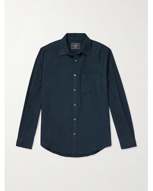 Portuguese Flannel Espiga Herringbone Cotton-flannel Shirt - Blue