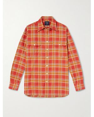 Drake's Him Checked Cotton-Flannel Shirt - Red