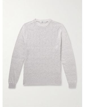 Inis Meáin Slim-Fit Cable-Knit Linen, Cashmere, Silk And Cotton-Blend Jumper - White